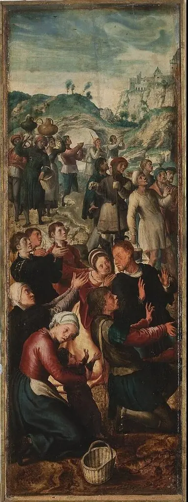 Triptych:Crucifixion of Jesus (left panel), by Unknown
