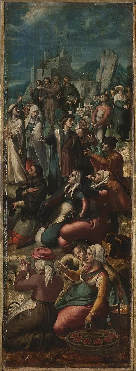 Triptych:Crucifixion of Jesus (right panel), by Unknown, oil, 1550