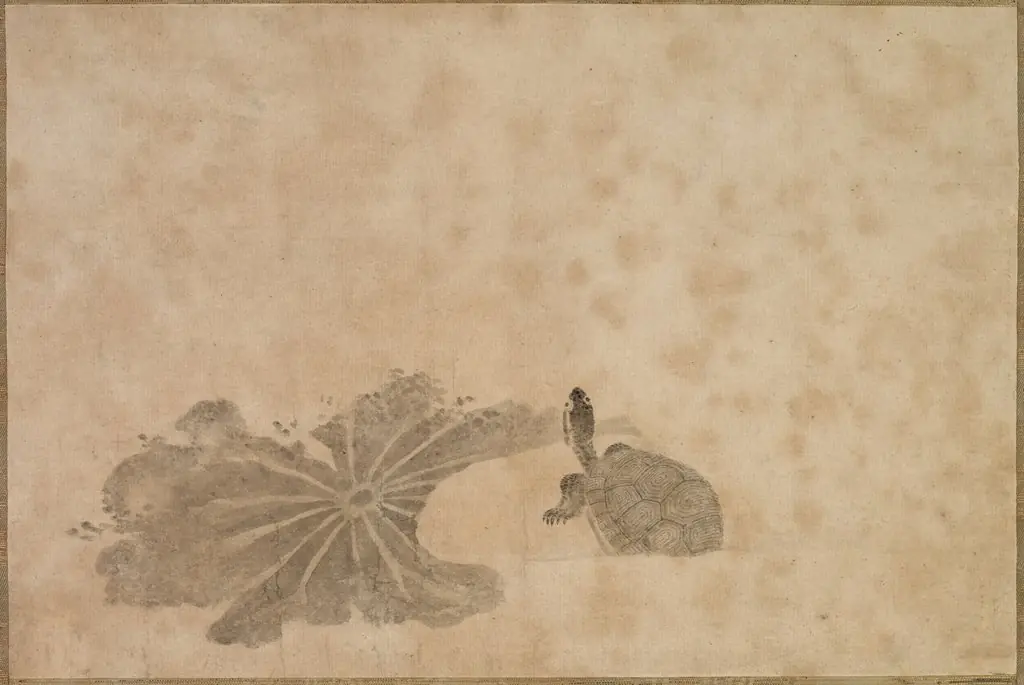 Turtle in a Lotus Pond, by Unknown