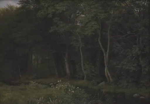 Twilight Setting in a Wood near Iselingen Manor, Zealand, by Unknown