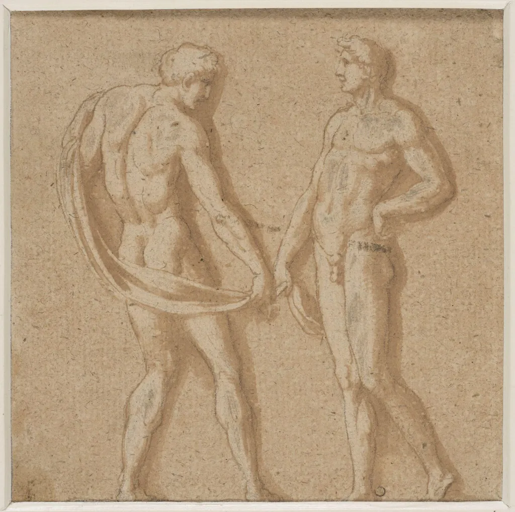 Two athletes, by Unknown, 1650