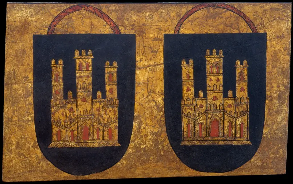 Two coats of arms with three-towered castles, by Unknown