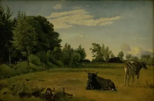 Two Cows in as Field near Vognserup Manor, Zealand, by Unknown