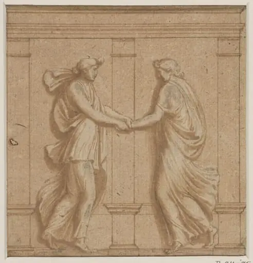 Two figures, by Unknown