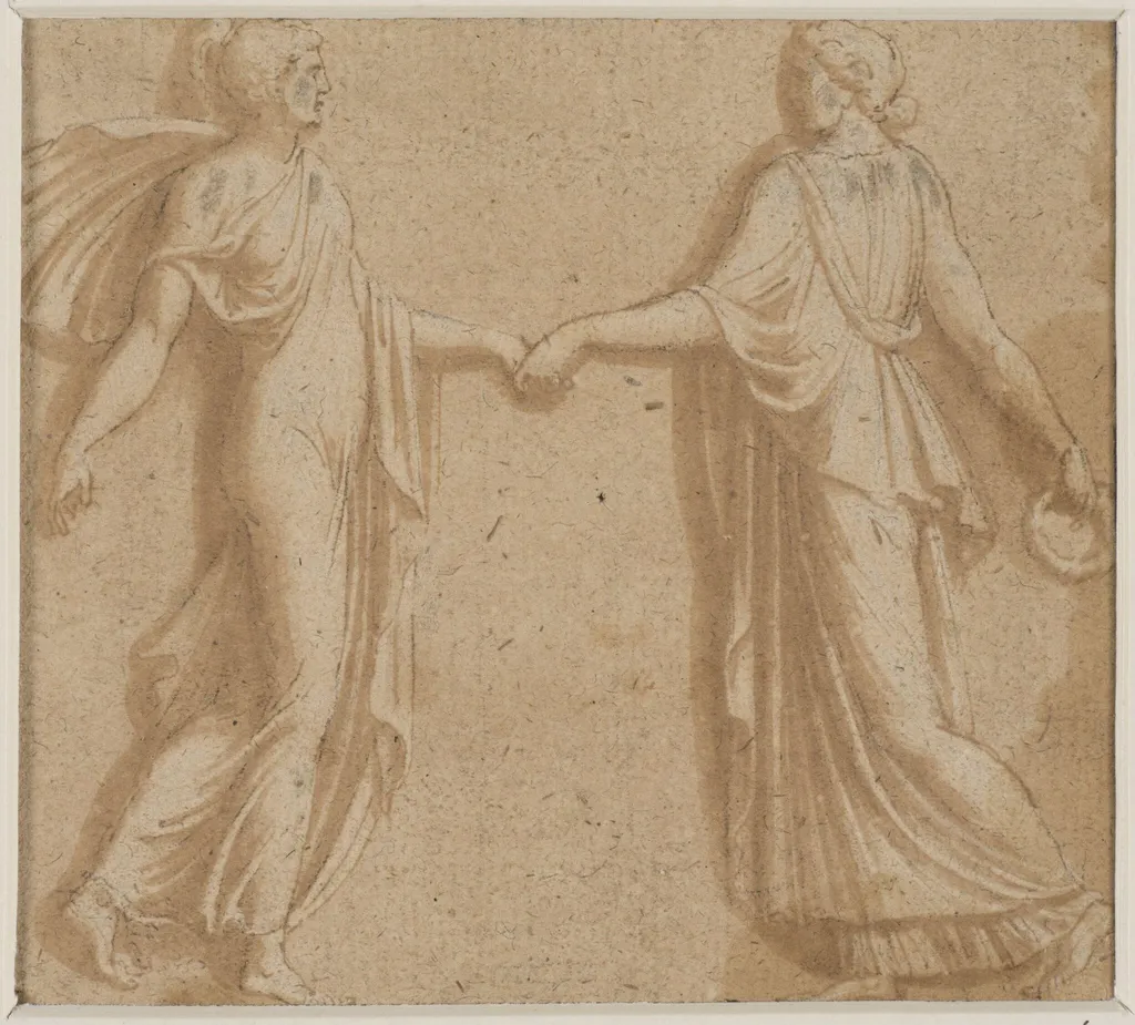 Two figures dancing, by Unknown, 1650