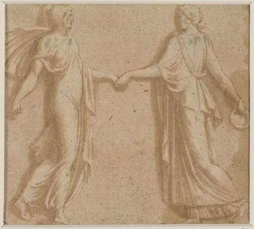 Two figures dancing, by Unknown