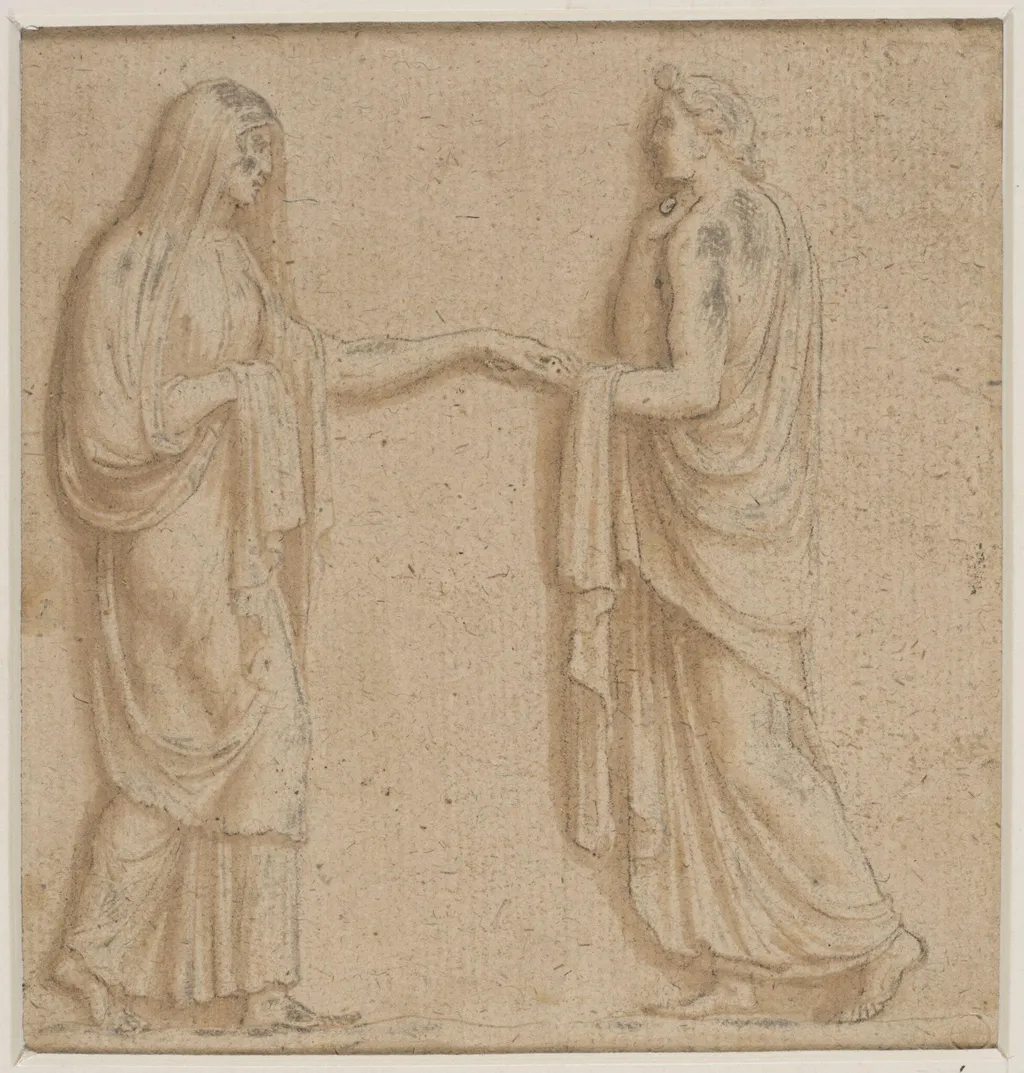Two figures meeting, by Unknown, 1650