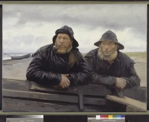 Two Fishermen beside a Boat, by Unknown