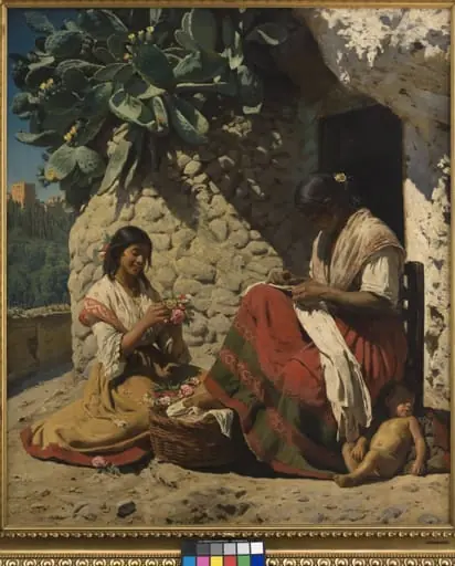 Two Gipsy Women Outside their Cottage. Spain, by Unknown