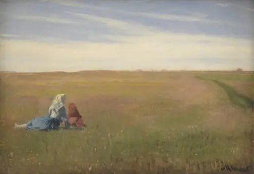 Two Girls in a Field. A Summer’s Day, by Unknown