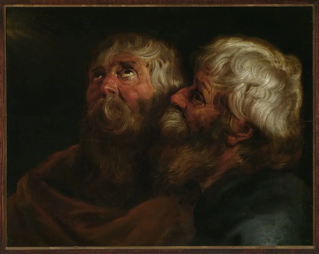 Two heads of apostles, by Unknown
