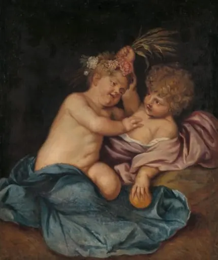 Two Infants, Personifications of Spring and Autumn, by Unknown
