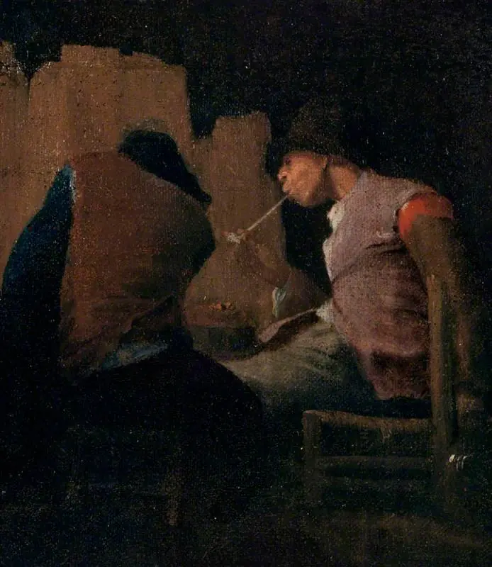 Two Peasants Smoking by a Fire ('Silent Companions'), by Unknown