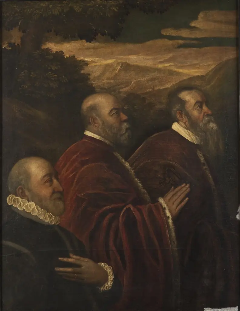 Two Venetian procurators and a donor (fragment), by Unknown