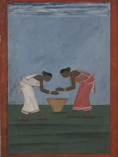 Two women dancing and clapping, by Unknown