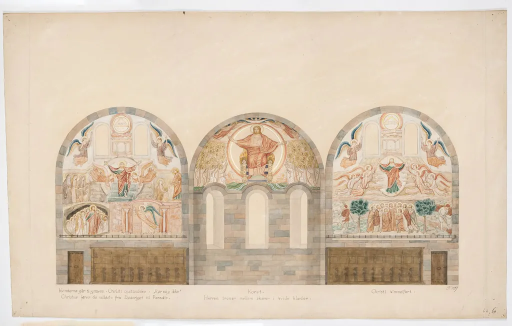Udkast til freskerne i Viborg Domkirke. Koret, by Unknown, unspecified, 1897