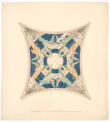 Udkast til freskerne i Viborg Domkirke. Korhvælvingen, by Unknown