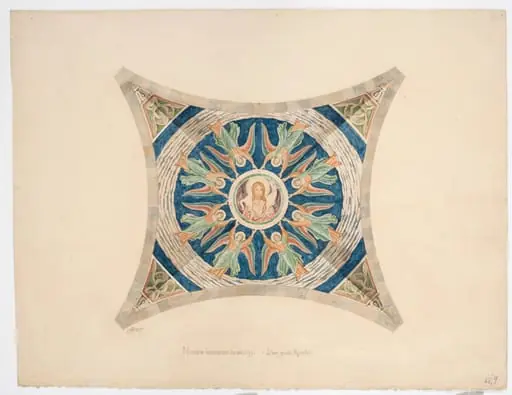 Udkast til freskerne i Viborg Domkirke. Nordre korsarms-hvælvning, by Unknown