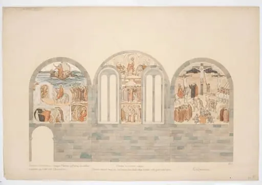 Udkast til freskerne i Viborg Domkirke. Nordre korsarms vægge, by Unknown