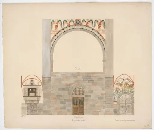 Udkast til freskerne i Viborg Domkirke. Orgelbuen, by Unknown