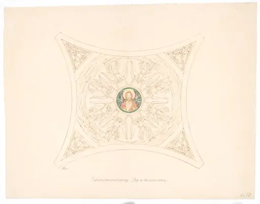 Udkast til freskerne i Viborg Domkirke. Søndre korsarms-hvælvning, by Unknown
