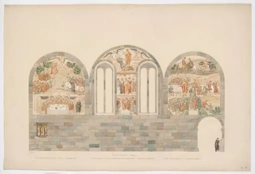 Udkast til freskerne i Viborg Domkirke. Søndre korsarms vægge, by Unknown