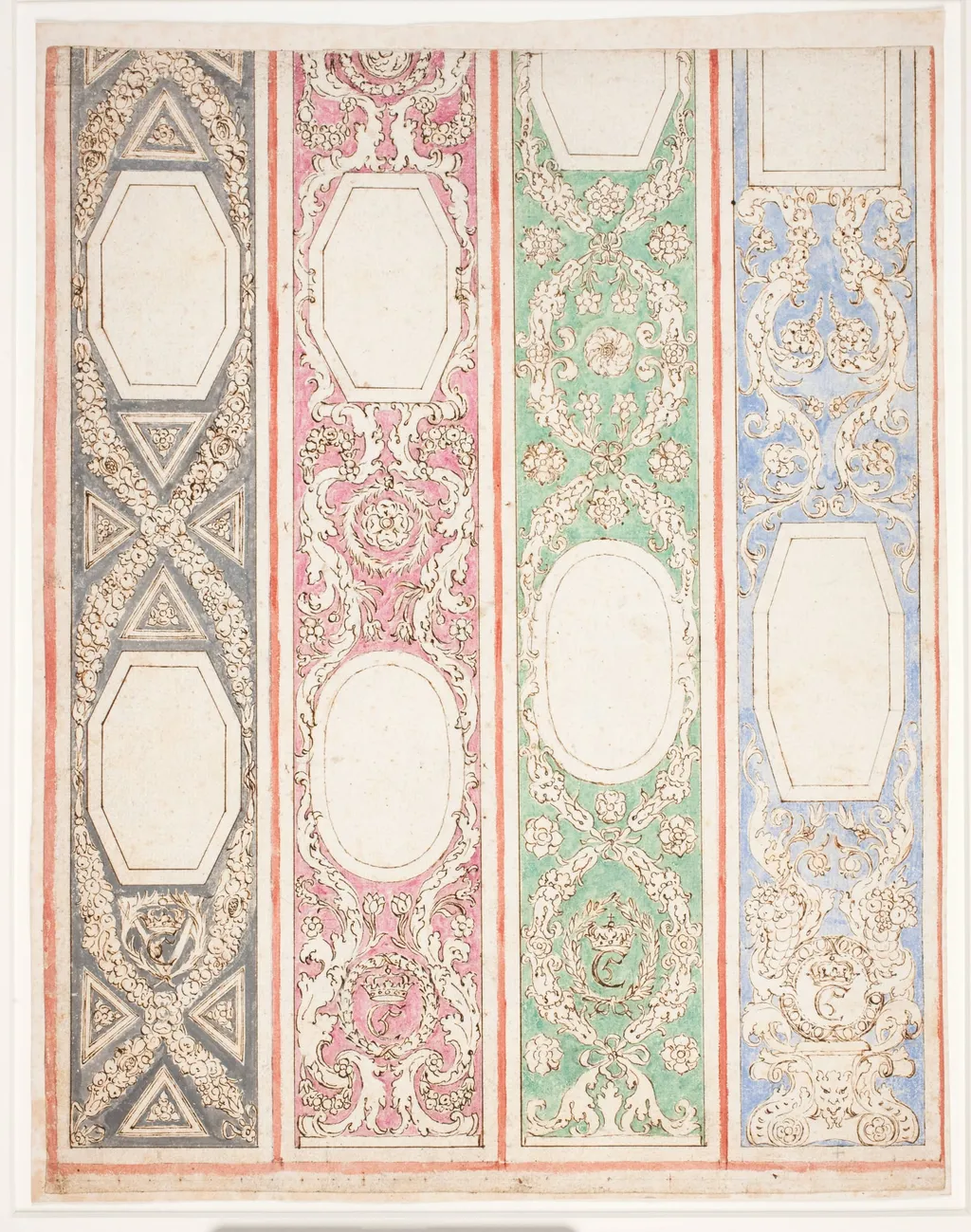 Udkast til stukdekoration i gangen i audienshuset, Frederiksborg, by Unknown, unspecified, 1652