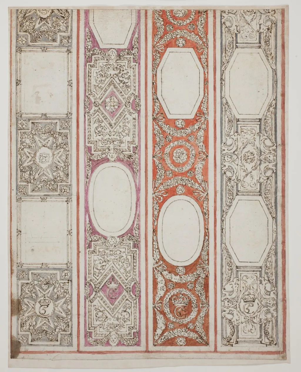 Udkast til stukdekoration i gangen til audienshuset paa Frederiksborg, by Unknown, unspecified, 1652