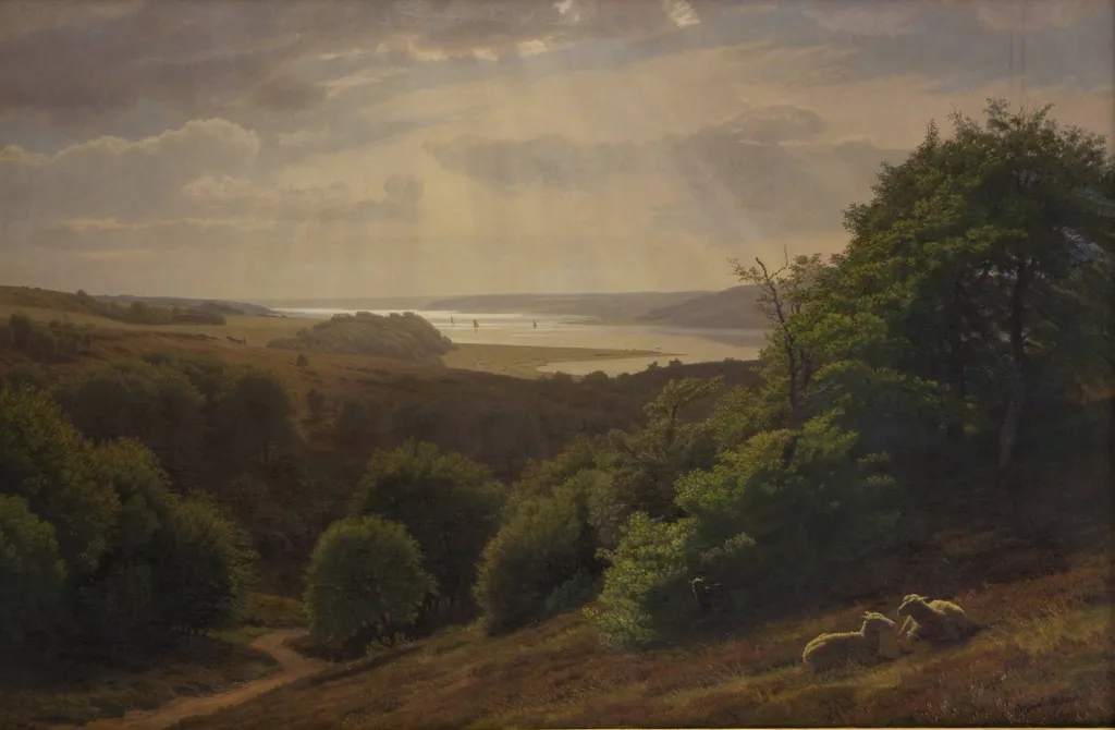 Udsigt fra Vesterskov ved Mariager; i baggrunden fjorden, by Unknown, 1869