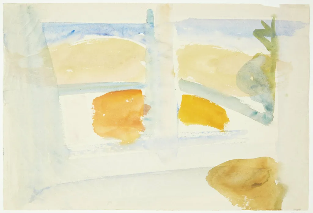 Udsigt gennem et vindue til en strand, Sydfrankrig, by Unknown, unspecified, 1935