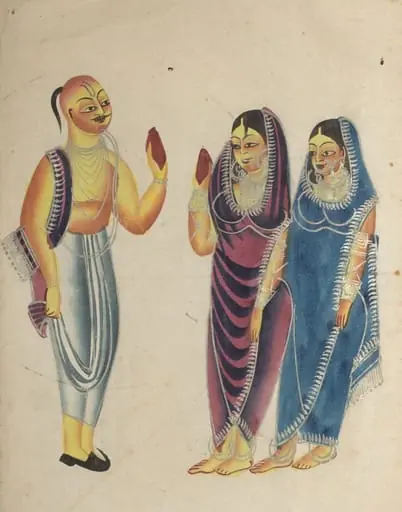 Vaishnava Devotee with Two Women, by Unknown