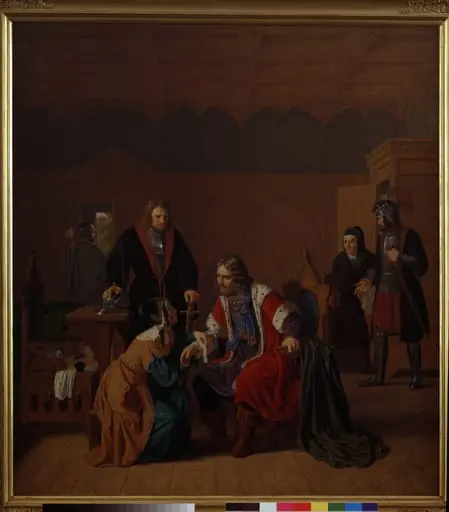 Valdemar den Store bliver forbundet i Absalons moders hus, hvor han har søgt tilflugt efter overfaldet i Roskilde, by Unknown