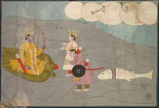 Vanasura's Sons Submit to Krishna: Scene from the Aniruddha Usha Section of Krishna Lila, by Unknown, 1840