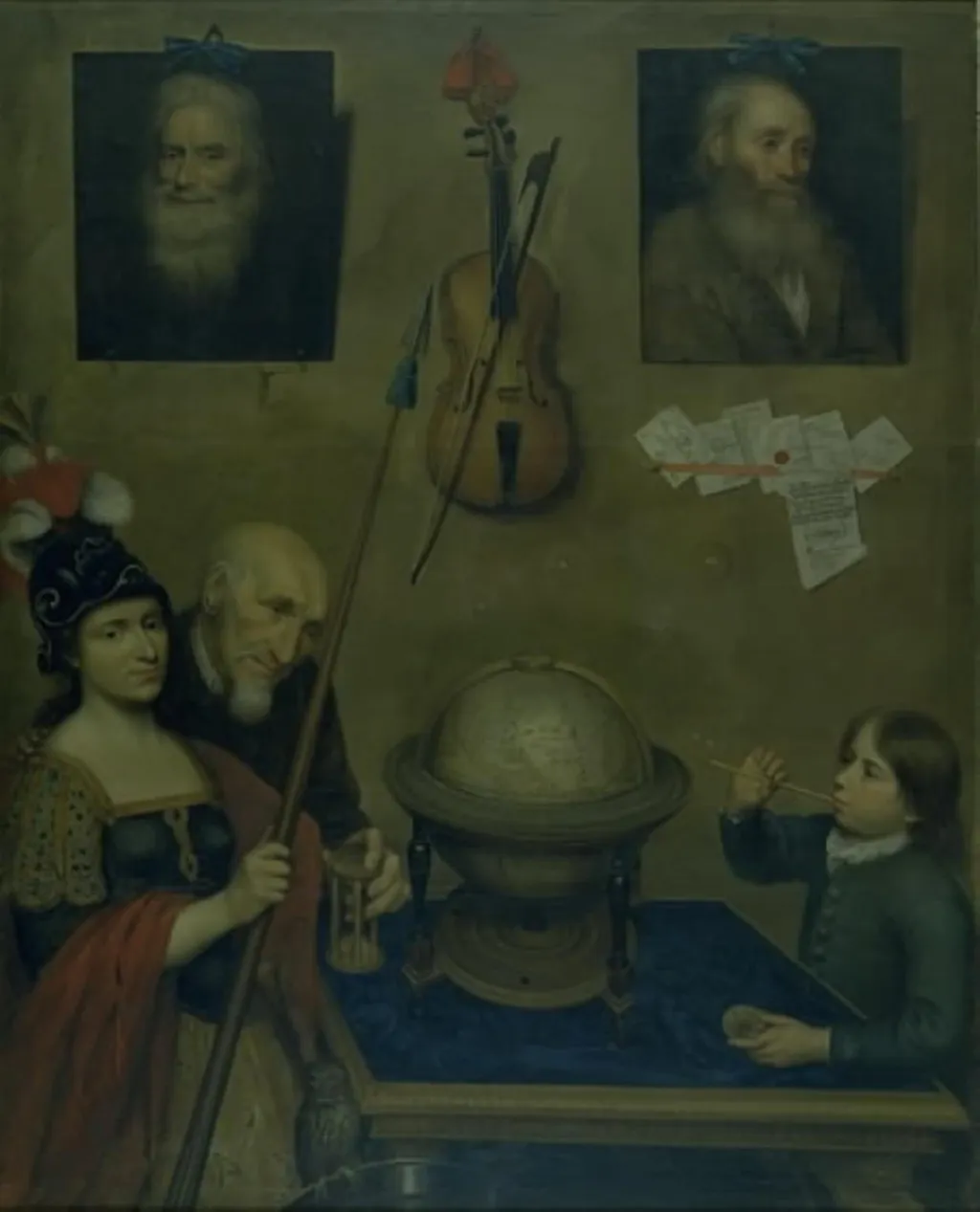 Vanitas med Minerva, by Unknown, 1709