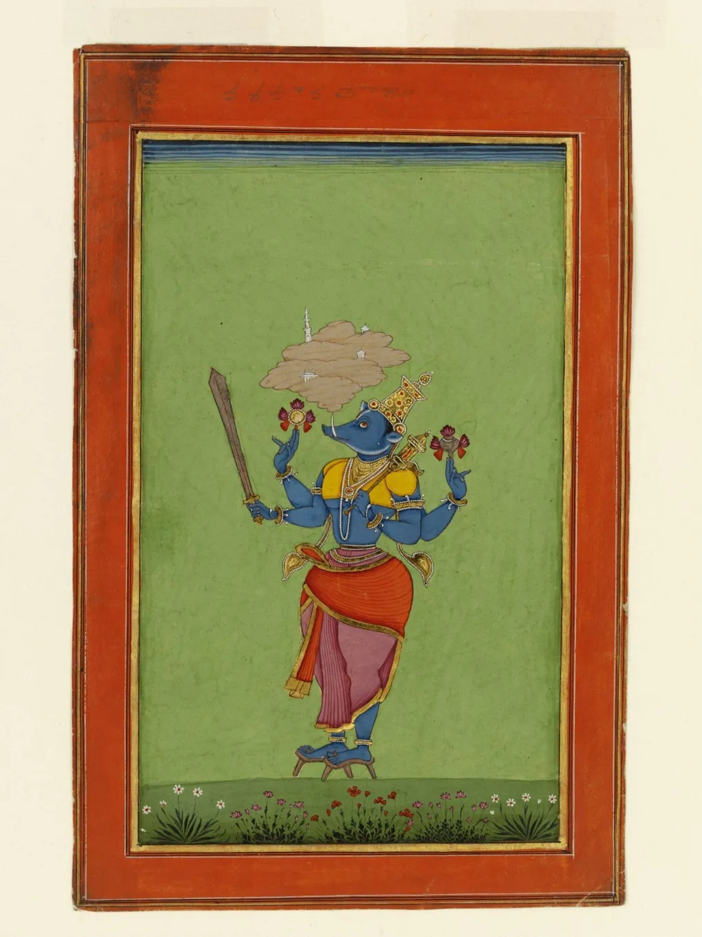 Varaha, the third avatar of Vishnu, by Unknown, paint, 1780