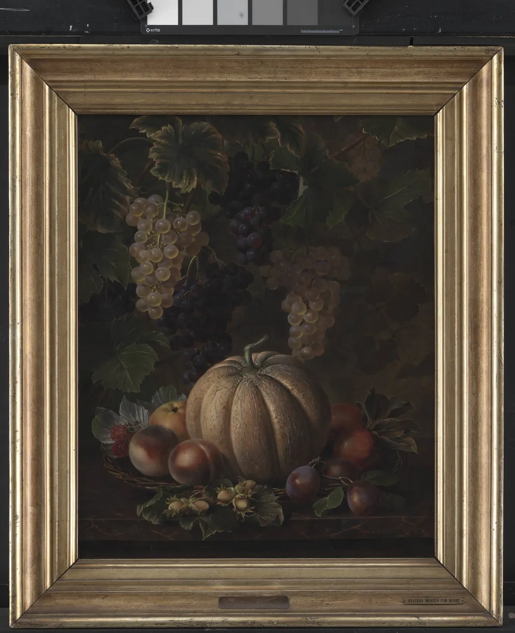 Various Fruits, including Melon and Grapes, by Unknown, 1852