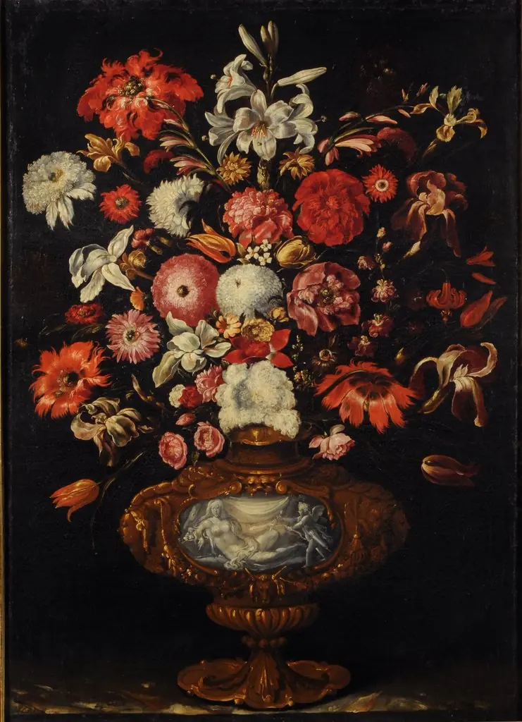 Vase of flowers., by Unknown
