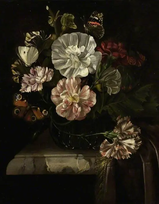 Vase of flowers, by Unknown