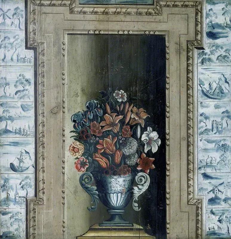 Vase with Flowers (chimney board), by Unknown