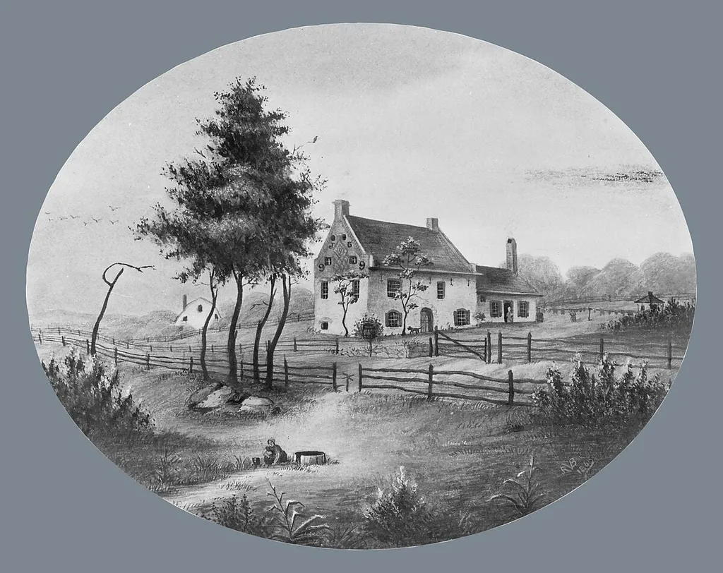 Vechte House at Gowannus, Brooklyn, New York, by Unknown, watercolor, 1865