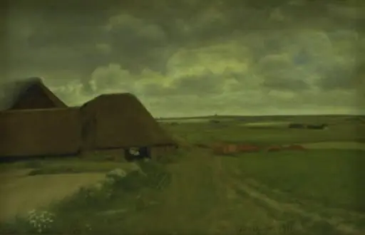 Ved et vestjysk teglværk. Gråvejr, by Unknown