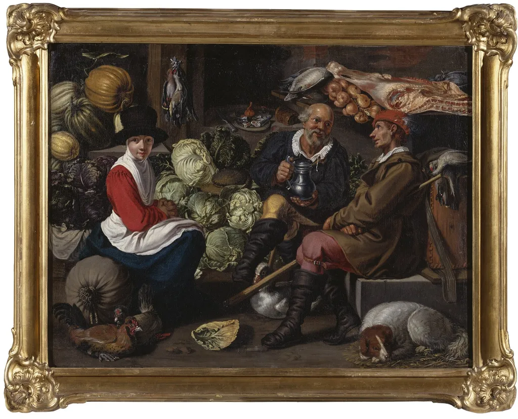 Vegetable Sellers, by Unknown, oil