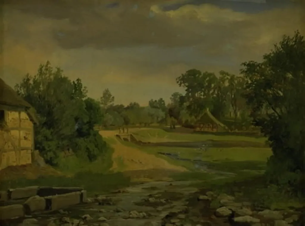 Vej gennem en dansk landsby, by Unknown, 1850