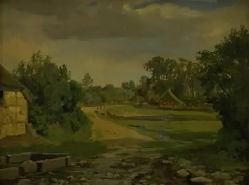 Vej gennem en dansk landsby, by Unknown