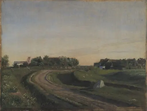 Vejby with the Church seen from the North. Evening Light. Zealand, by Unknown
