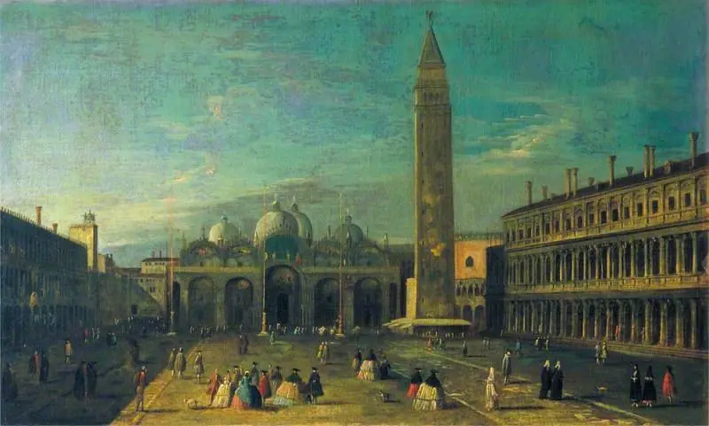 Venice: Piazza San Marco, Looking towards the Basilica, by Unknown