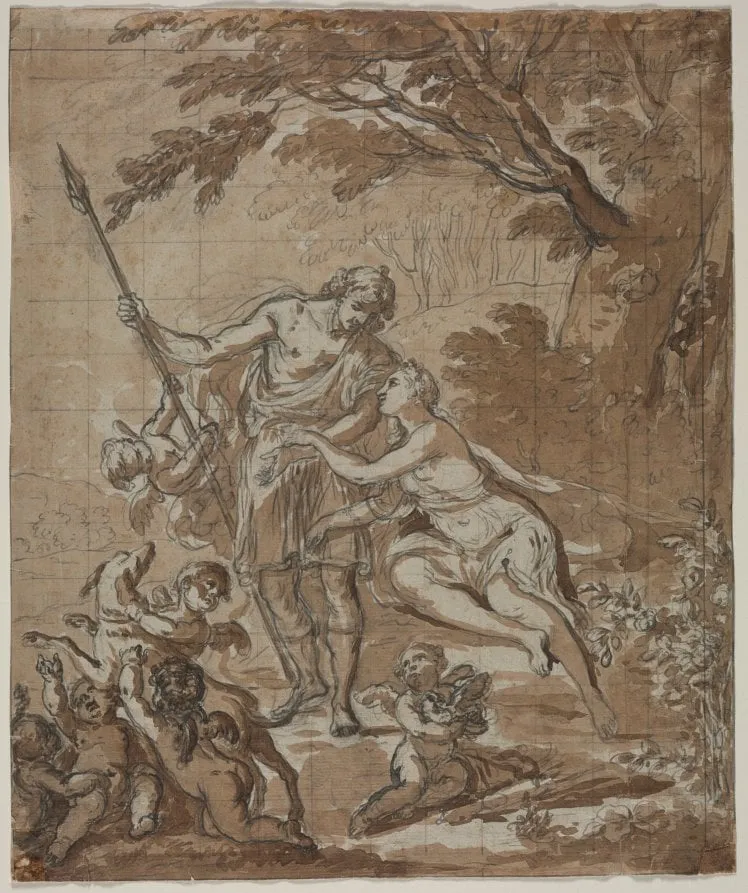 Venus and Adonis, by Unknown, 1713