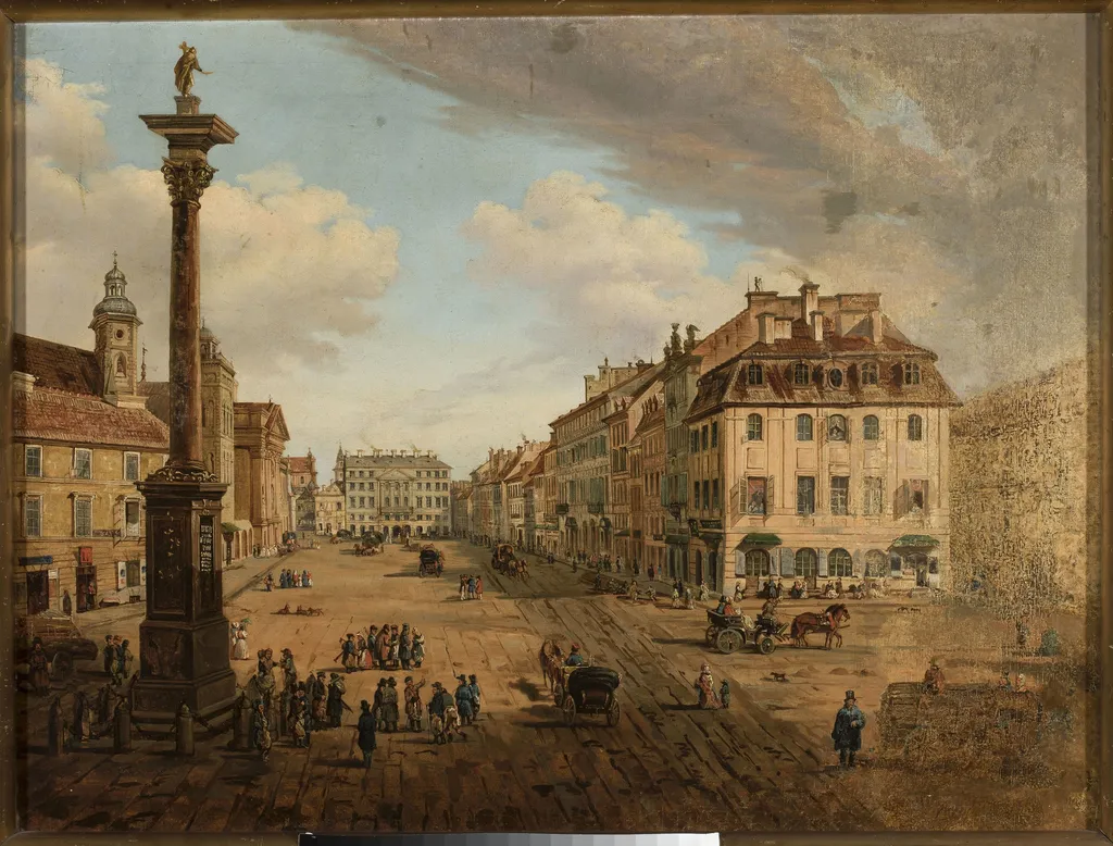 View from the Castle Square towards Krakowskie Przedmieście, by Unknown, oil, 1838
