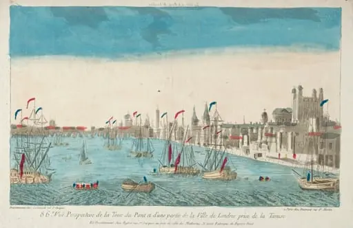 View of London Bridge and Tower, by Unknown