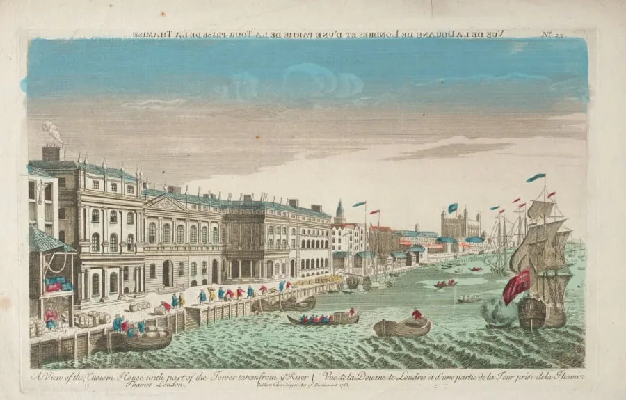 View of the Custom House and Douana of London, by Unknown, 1763
